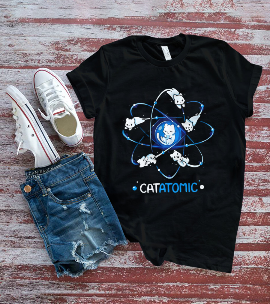Catatomic Cats In Atomic Structure With Orbiting Kittens T-Shirt