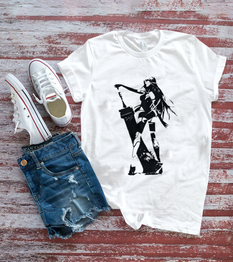 Weathered Nier Automata A2 Silhouette Black T-Shirt