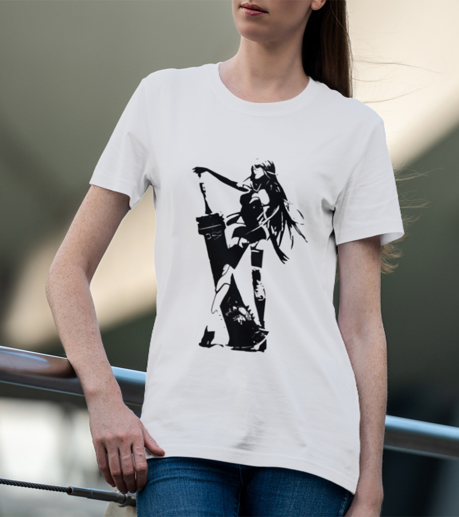 Weathered Nier Automata A2 Silhouette Black T-Shirt