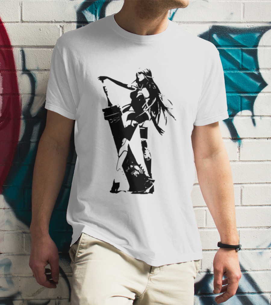 Weathered Nier Automata A2 Silhouette Black T-Shirt