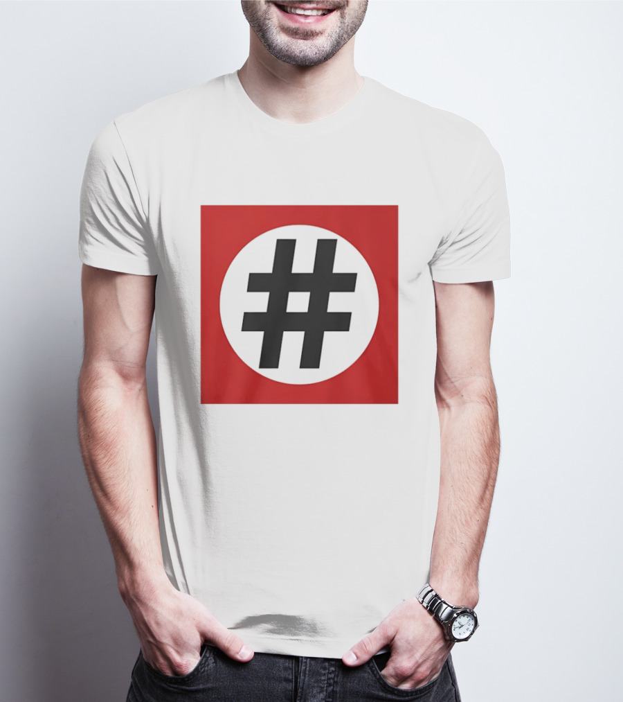 Hashtag Symbol Black On Red Square T-Shirt