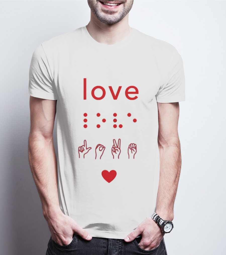 Love Braille Sign Language Heart T-Shirt