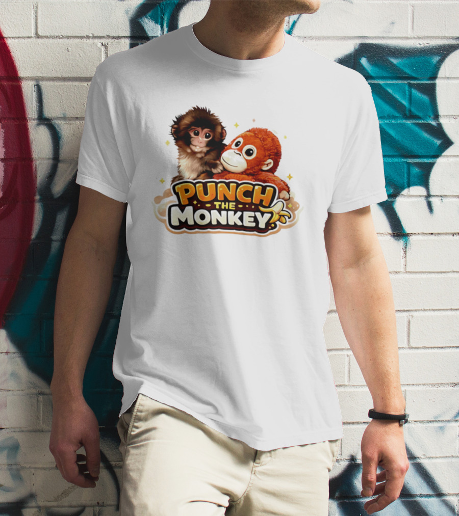 Punch The Monkey Cute Plush Cartoon T-Shirt
