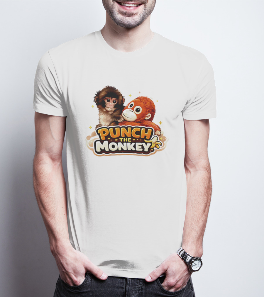 Punch The Monkey Cute Plush Cartoon T-Shirt