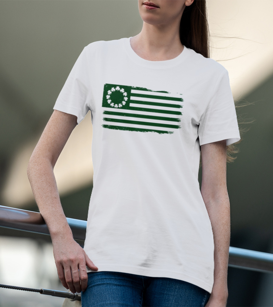 Betsy Ross Flag With Shamrock Circle Stars T-Shirt