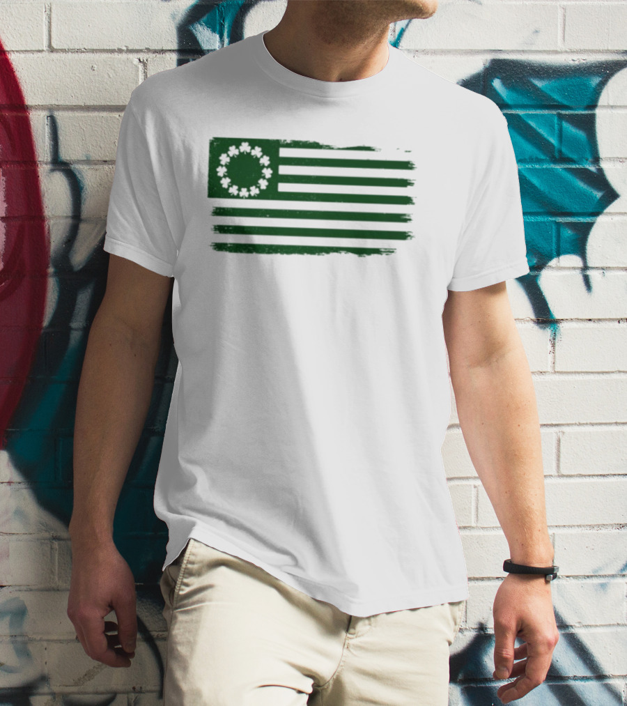 Betsy Ross Flag With Shamrock Circle Stars T-Shirt