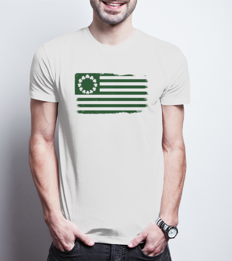 Betsy Ross Flag With Shamrock Circle Stars T-Shirt