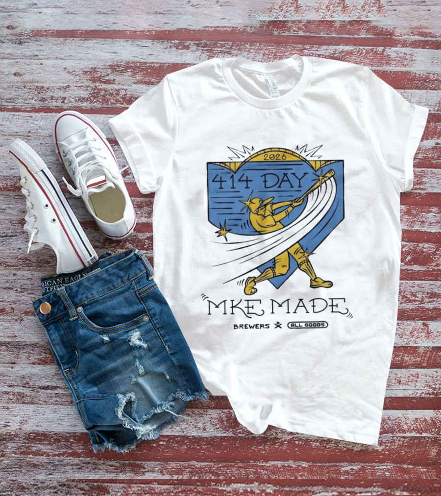 Brewers 414 Day MKE Made 2026 Baseball Player T-Shirt