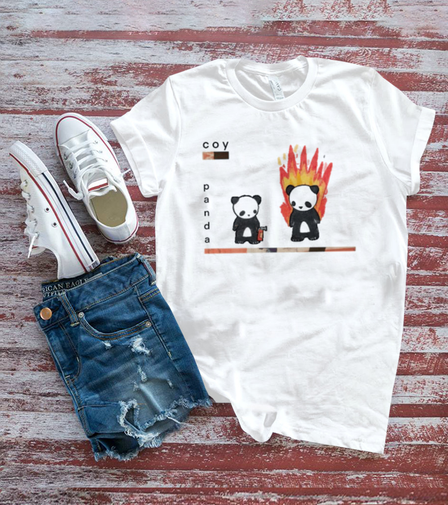 Coy Panda Fire And Calm Contrast T-Shirt