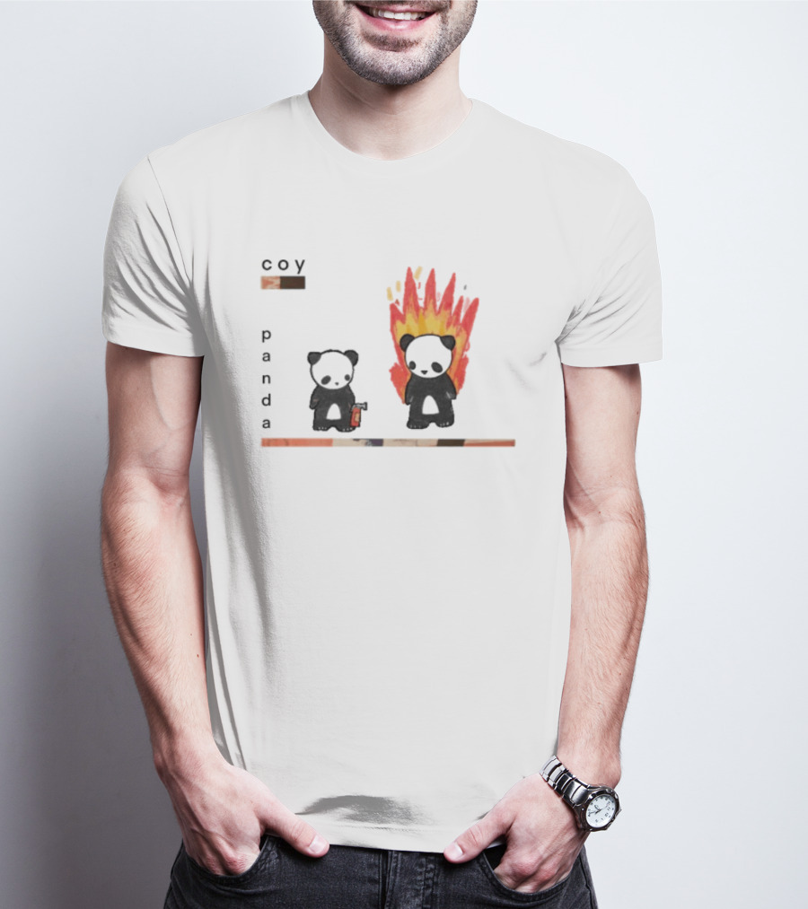 Coy Panda Fire And Calm Contrast T-Shirt