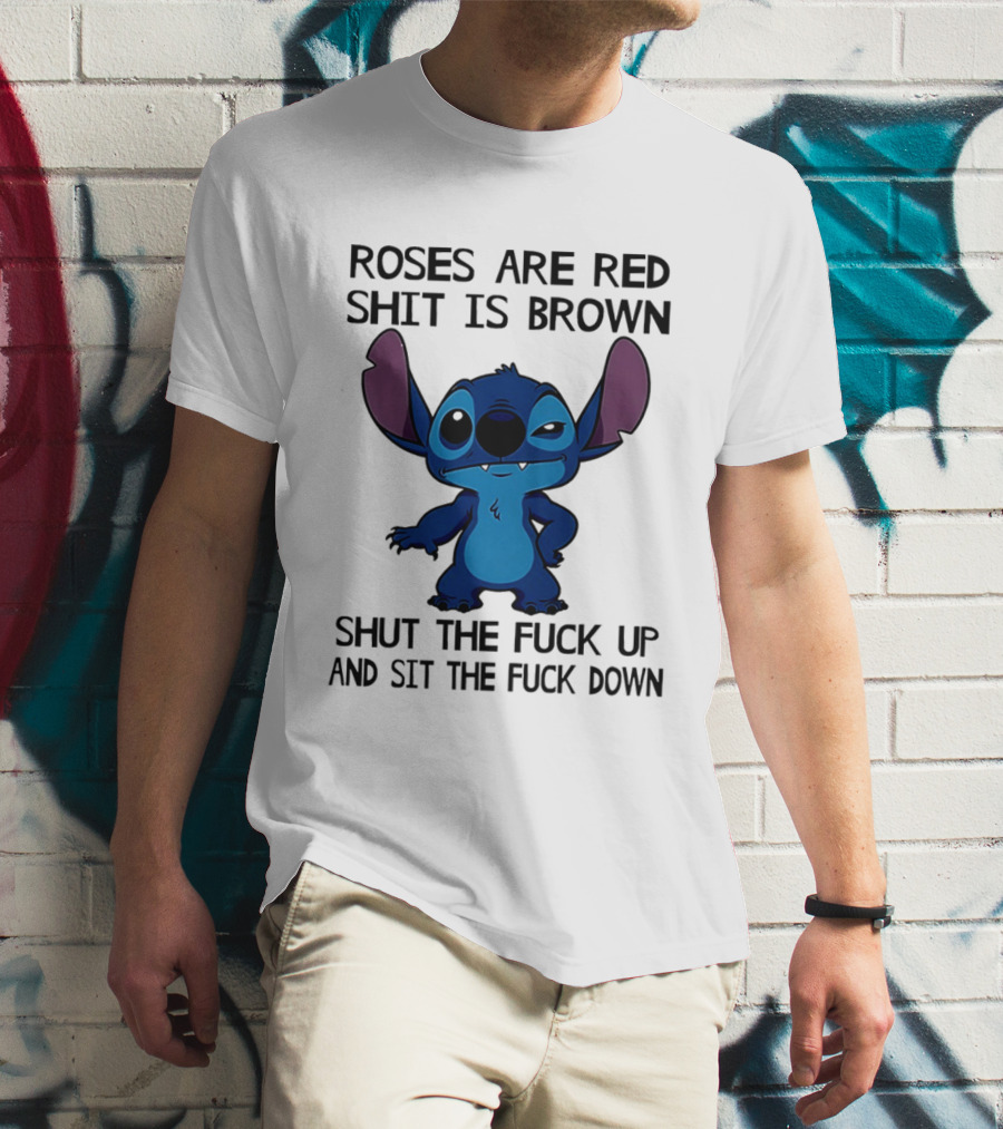Stitch Roses Are Red Shit Is Brown T-Shirt