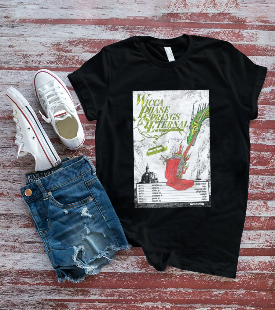 Wicca Phase Springs Eternal Tour 2026 With Fantasy Dragon Illustration And Tour Dates T-Shirt