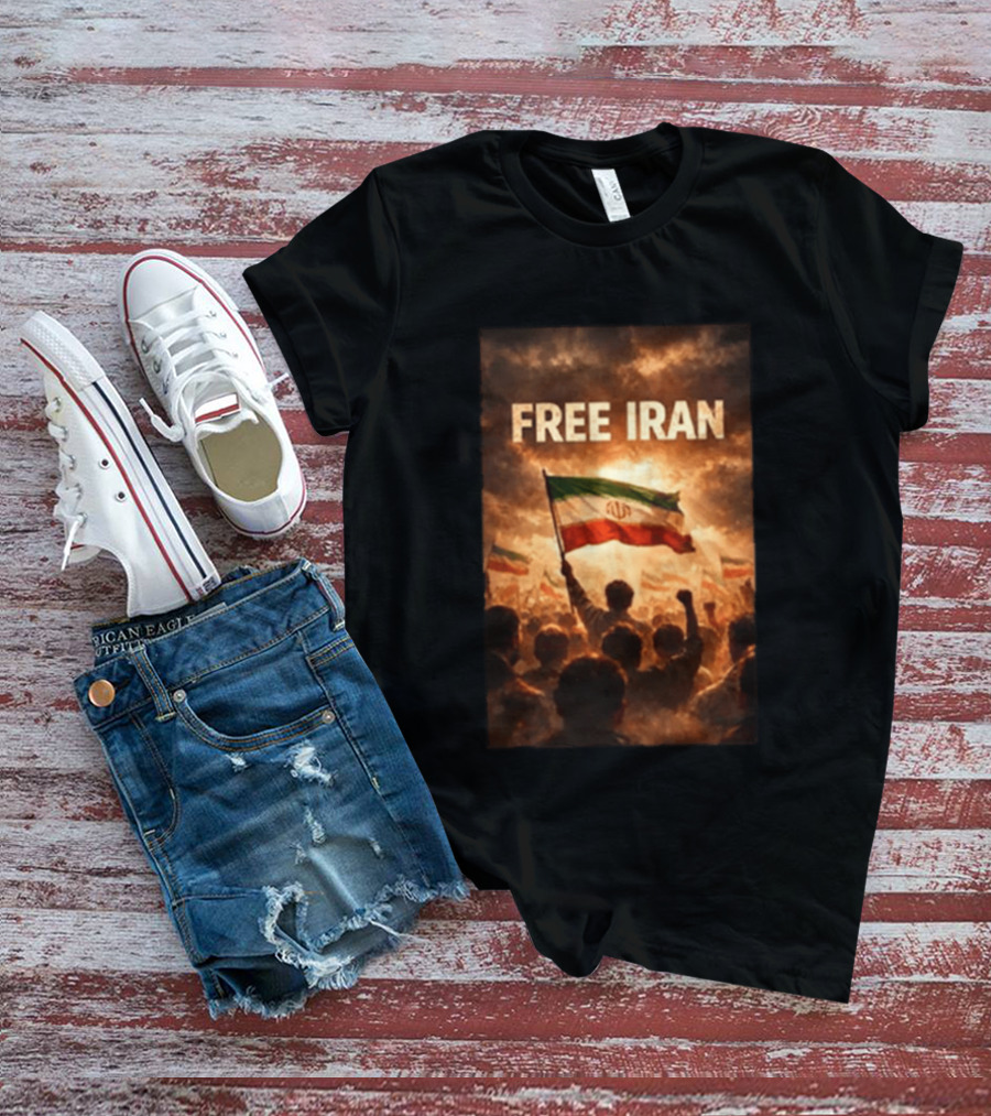Free Iran Flag Protest With Crowd T-Shirt
