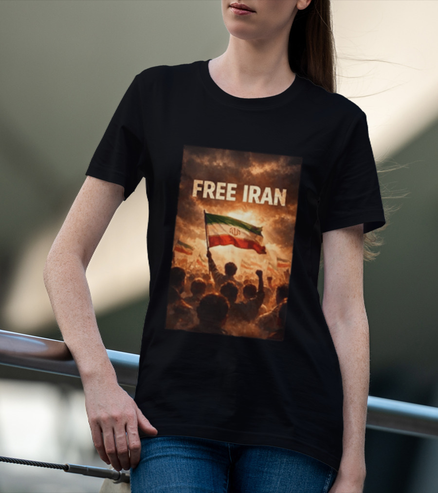 Free Iran Flag Protest With Crowd T-Shirt