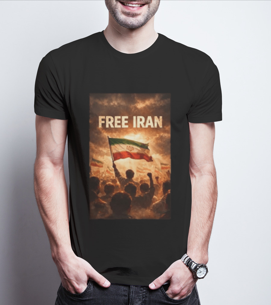 Free Iran Flag Protest With Crowd T-Shirt