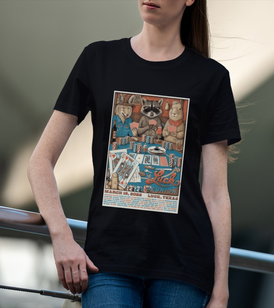 Luck Reunion March 19 2026 Luck Texas Poker Animals T-Shirt