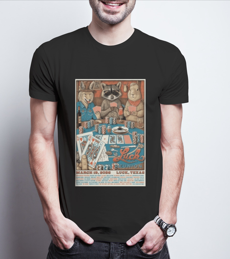 Luck Reunion March 19 2026 Luck Texas Poker Animals T-Shirt