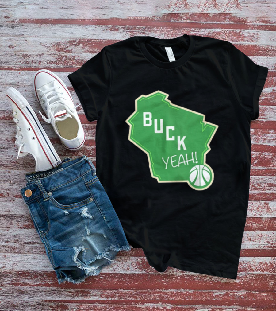 Buck Yeah Milwaukee Basketball Green Map T-Shirt