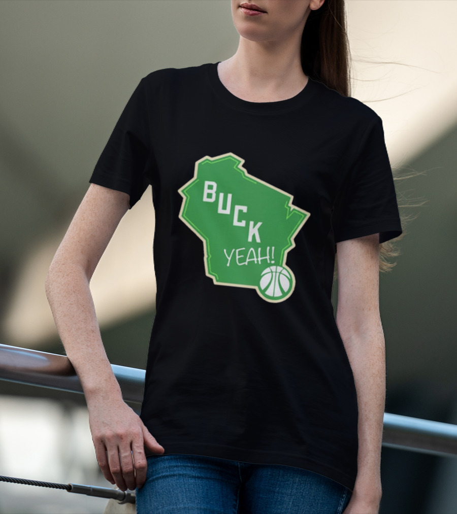Buck Yeah Milwaukee Basketball Green Map T-Shirt