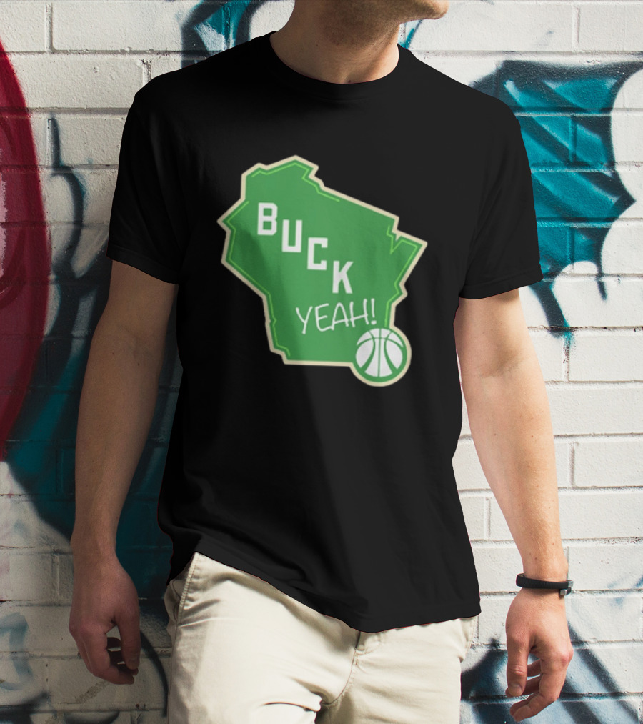 Buck Yeah Milwaukee Basketball Green Map T-Shirt