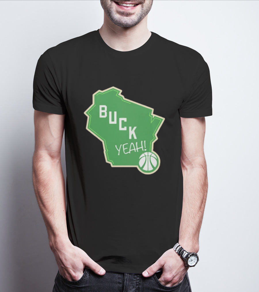 Buck Yeah Milwaukee Basketball Green Map T-Shirt