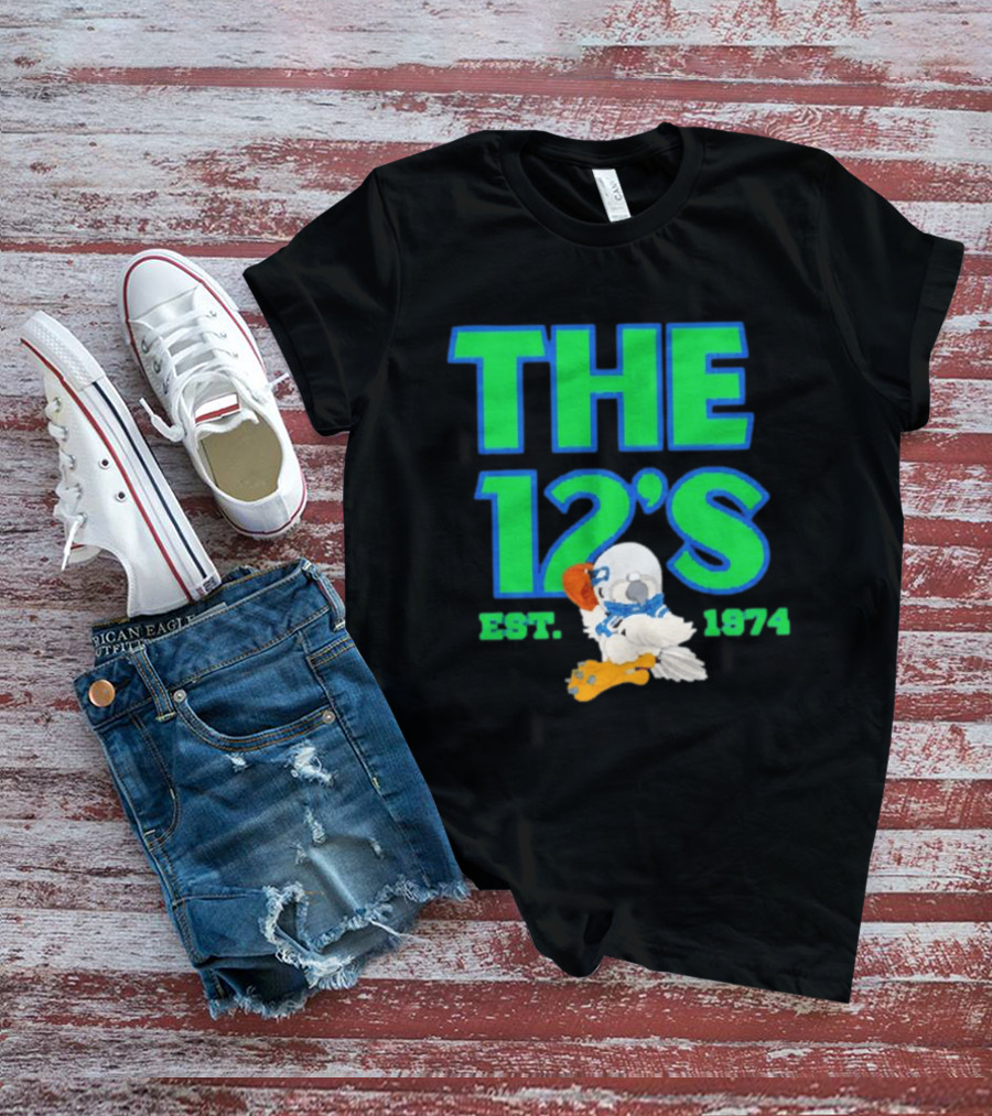 THE 12'S Est. 1974 Navy Grey Seattle Seahawks T-Shirt