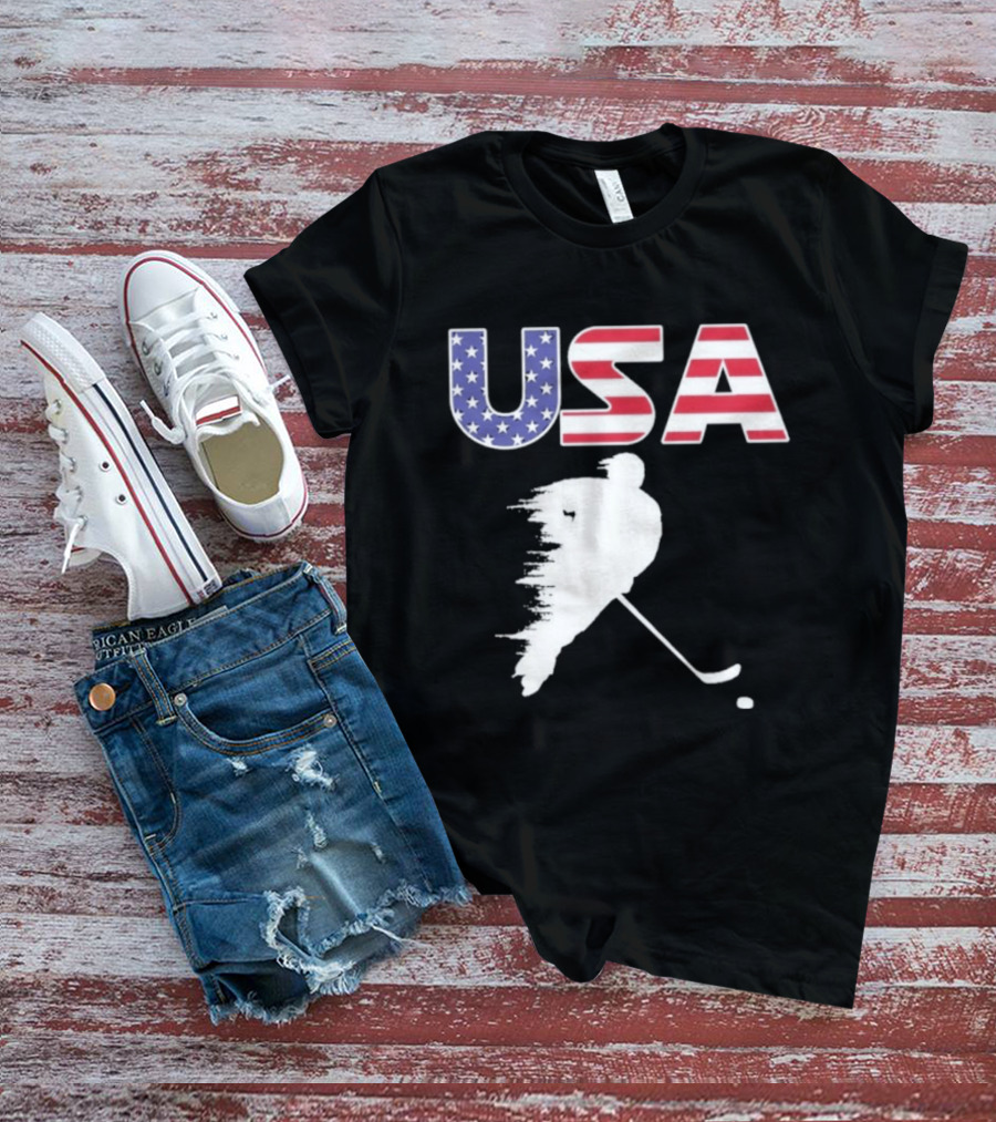 USA Stars And Stripes Ice Hockey Player T-Shirt