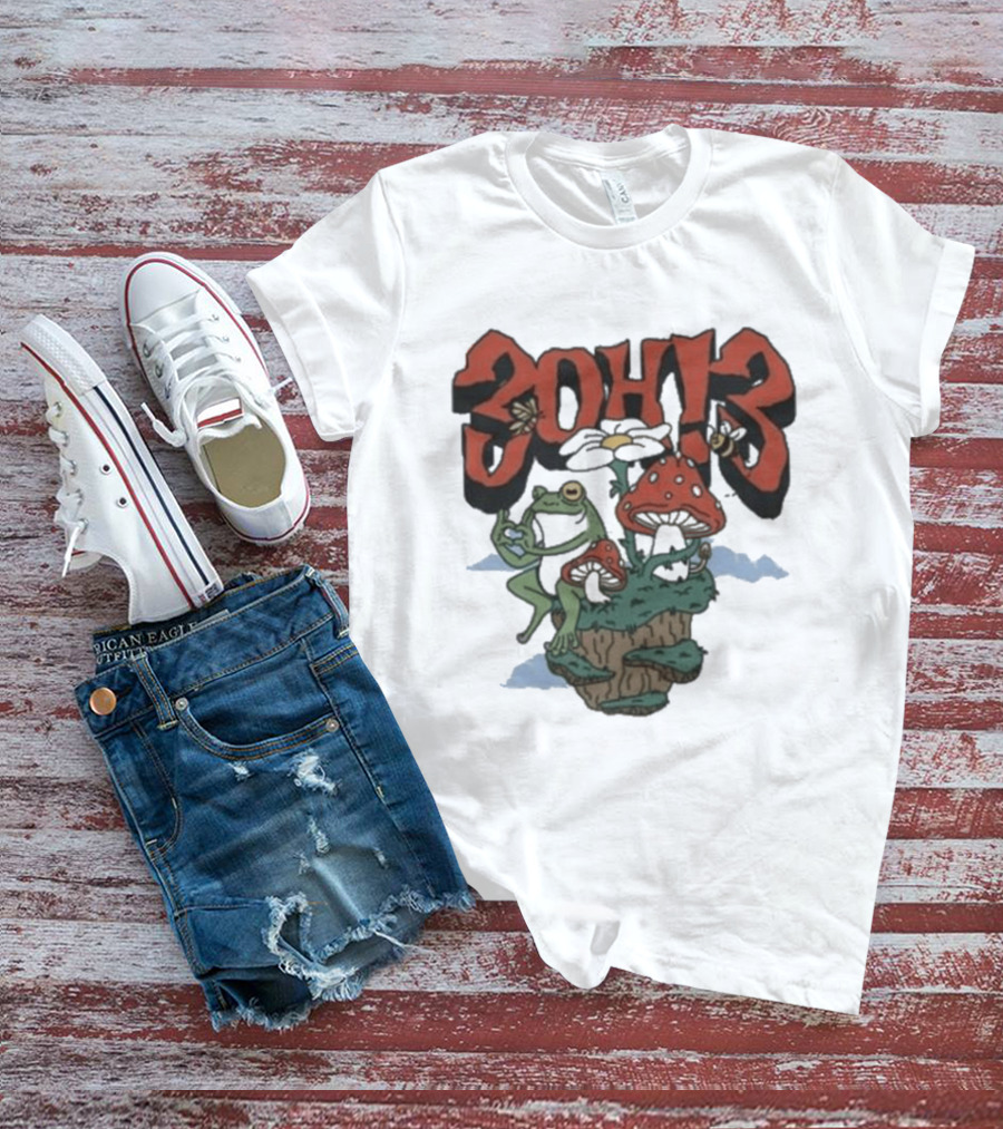3Oh3 Mushroom Frog Fantasy With Bee And Flower T-Shirt