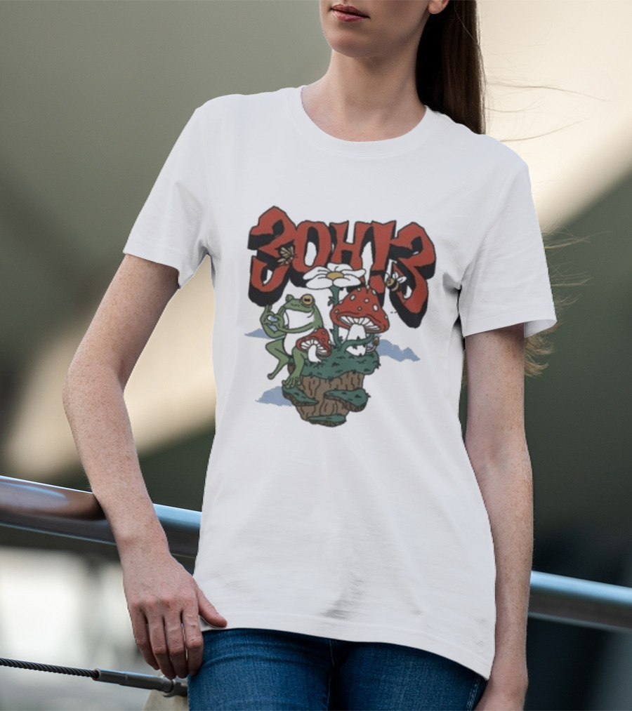 3Oh3 Mushroom Frog Fantasy With Bee And Flower T-Shirt