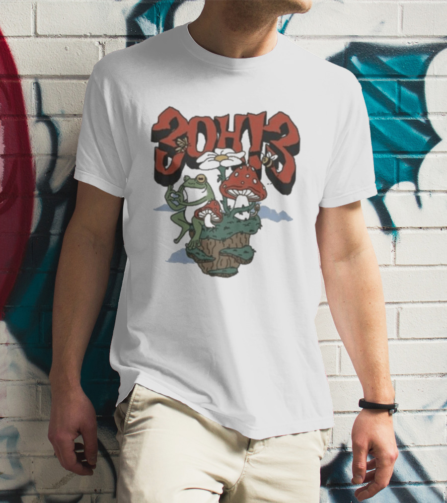 3Oh3 Mushroom Frog Fantasy With Bee And Flower T-Shirt