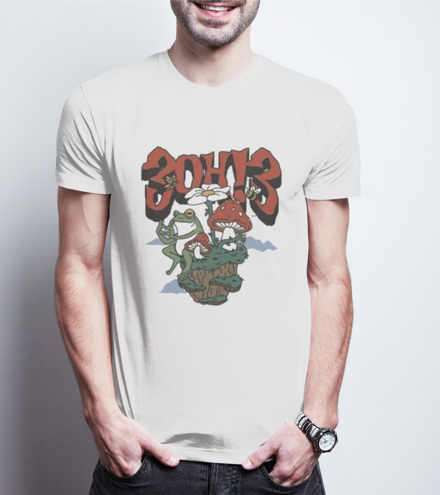 3Oh3 Mushroom Frog Fantasy With Bee And Flower T-Shirt