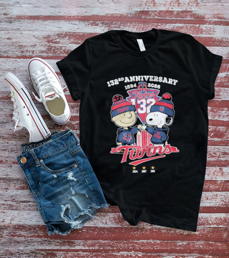 Peanuts Fistbump Minnesota Twins 132nd Anniversary 1894 2026 T-Shirt
