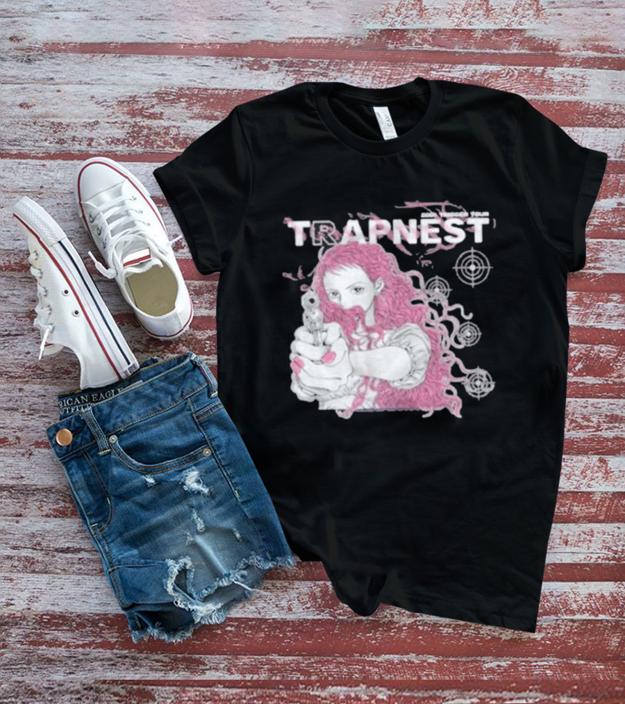Trapnest Trigger Tour 2001 Anime Girl With Gun And Target T-Shirt