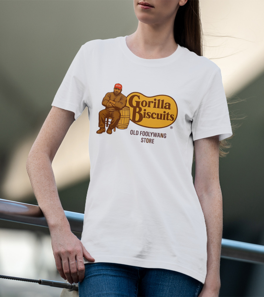 Cracker Barrel Gorilla Biscuits Old Foolywang Store Rustic Man And Barrel T-Shirt