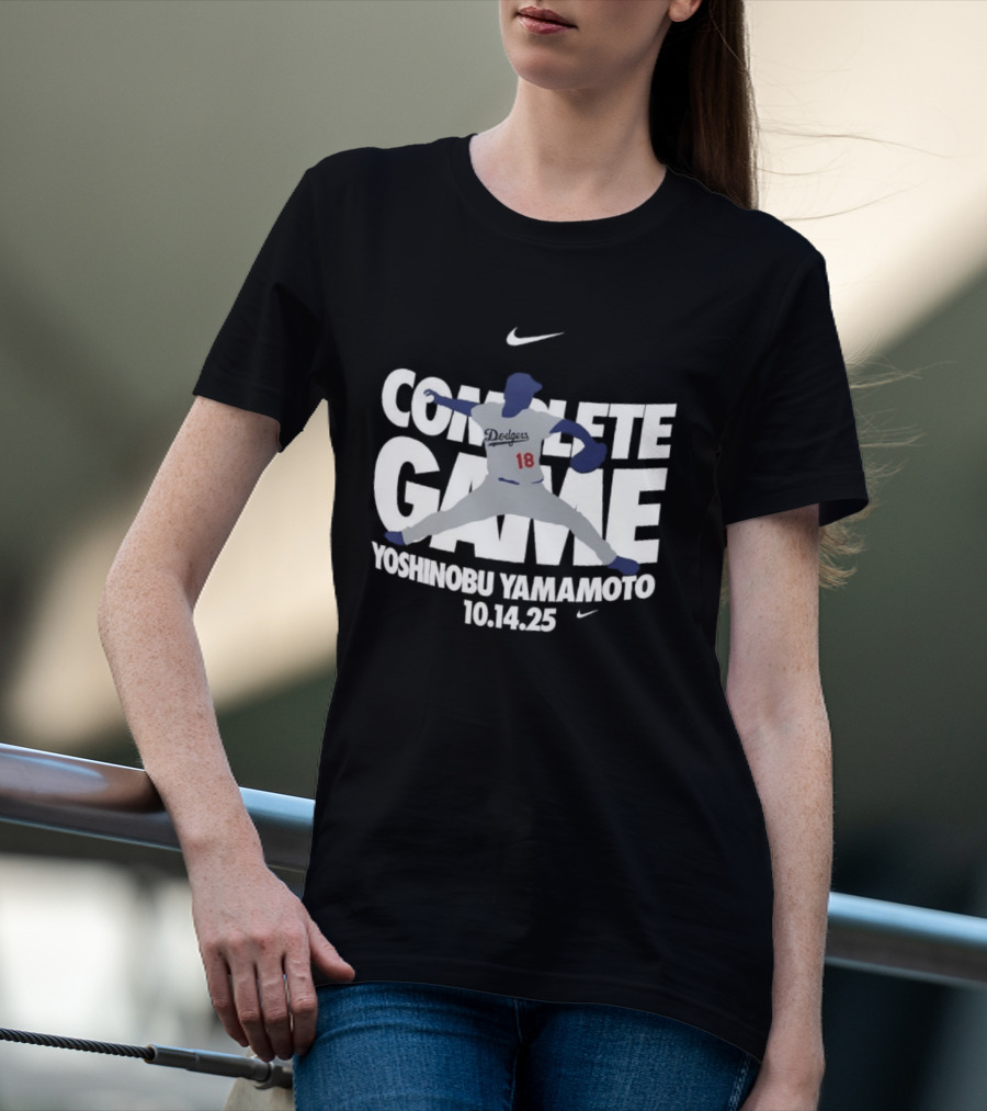 Yoshinobu Yamamoto Complete Game 10.14.25 Nike MLB Dodgers T-Shirt