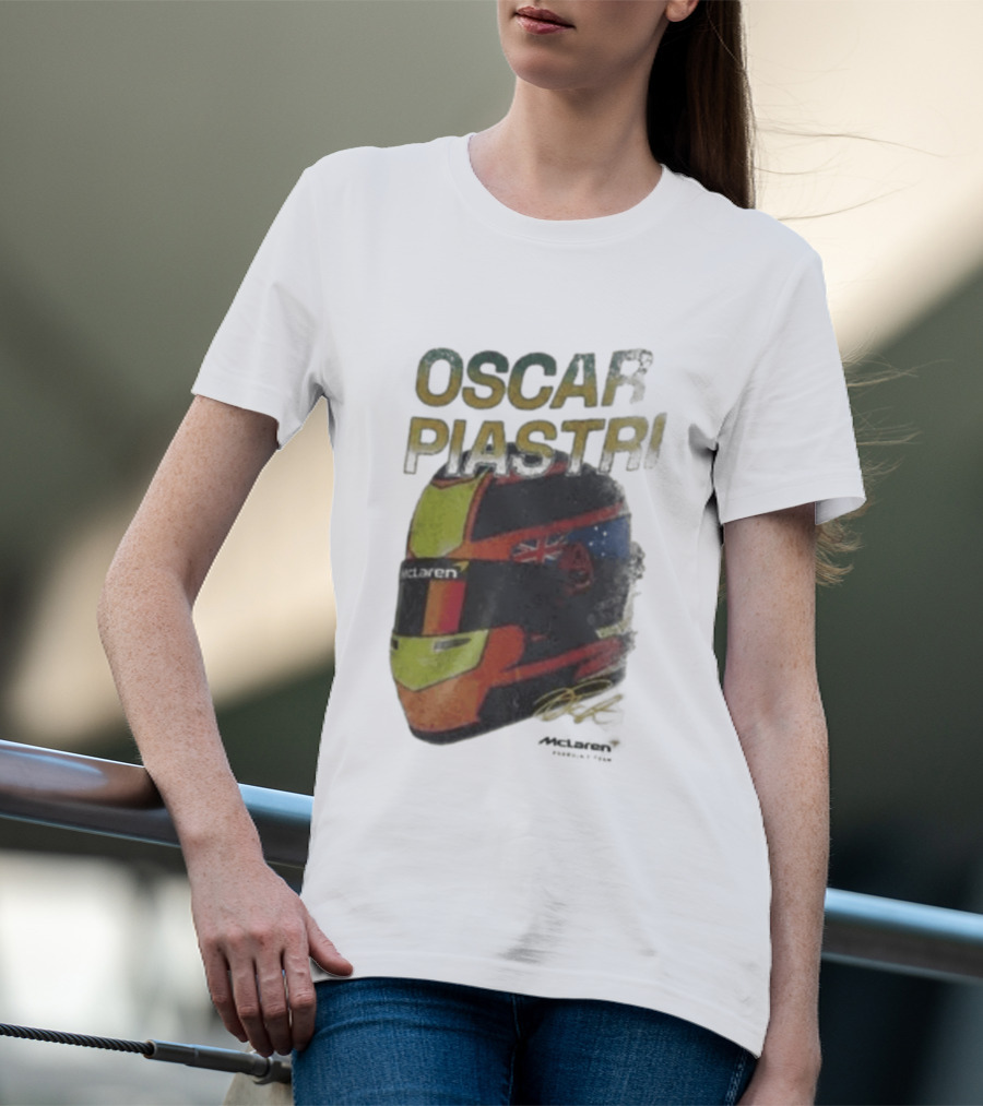 Oscar Piastri McLaren Helmet Design Racing Memorabilia T-Shirt