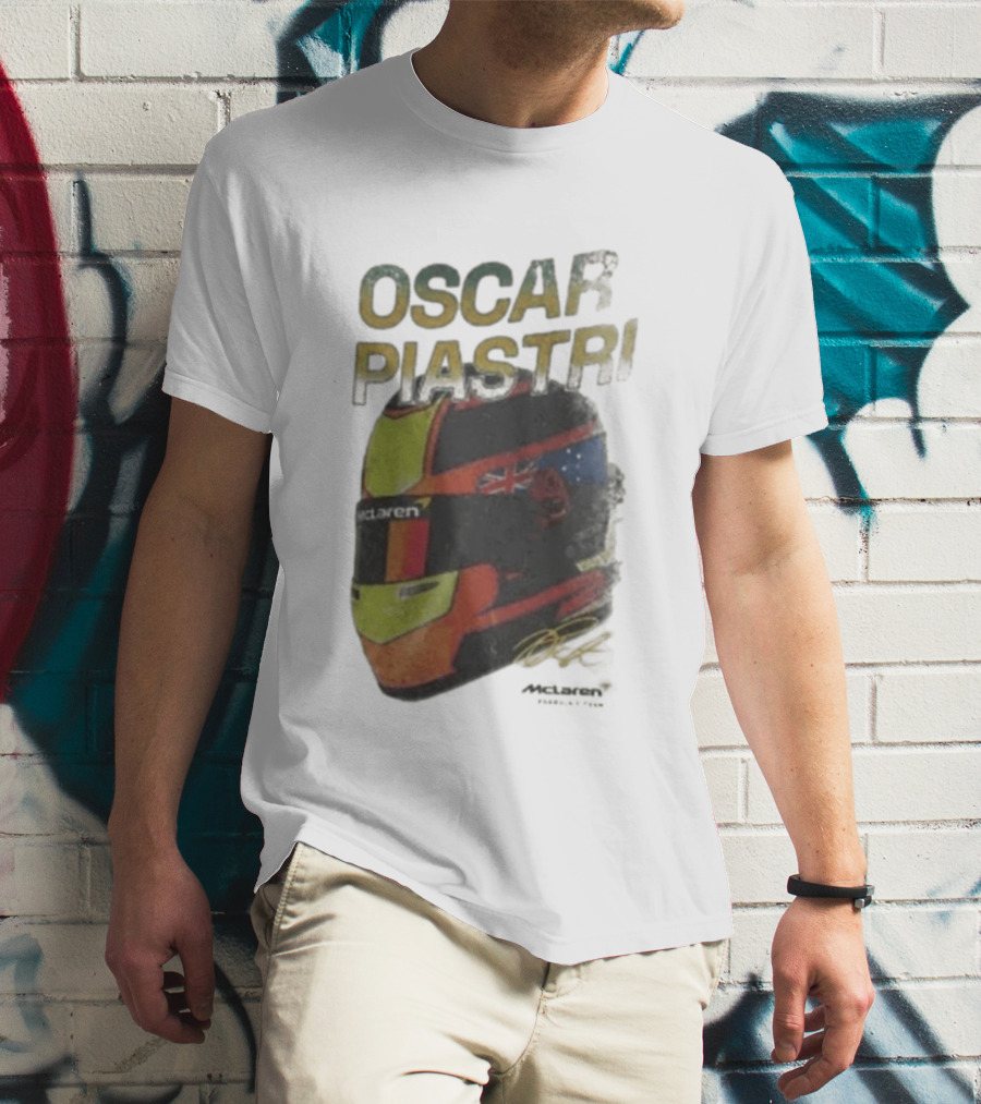 Oscar Piastri McLaren Helmet Design Racing Memorabilia T-Shirt