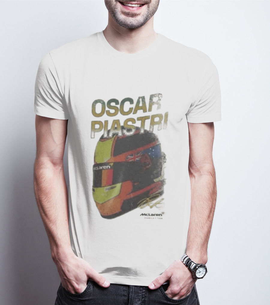 Oscar Piastri McLaren Helmet Design Racing Memorabilia T-Shirt