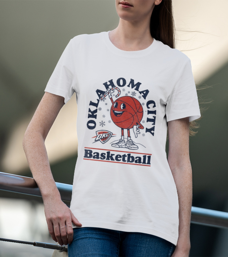 Oklahoma City Basketball Cartoon OKC Winter T-Shirt