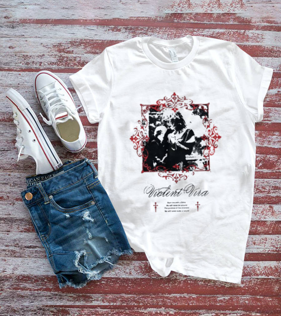 Violent Vira Ghostly Embrace In Ornate Frame T-Shirt