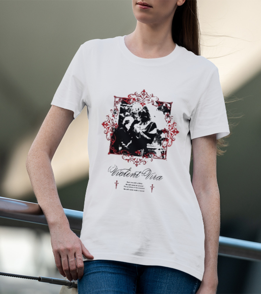 Violent Vira Ghostly Embrace In Ornate Frame T-Shirt