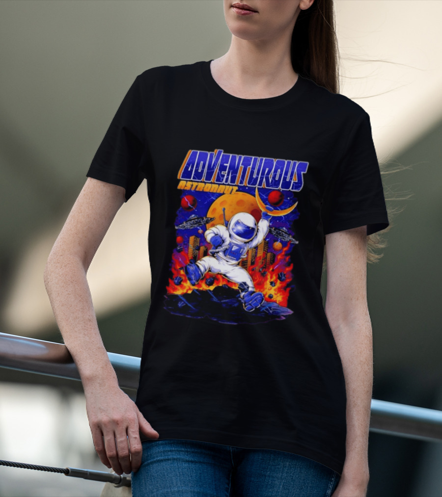 Adventurous Astronaut Moon Adventure Galaxy Exploration Space Suit T-Shirt