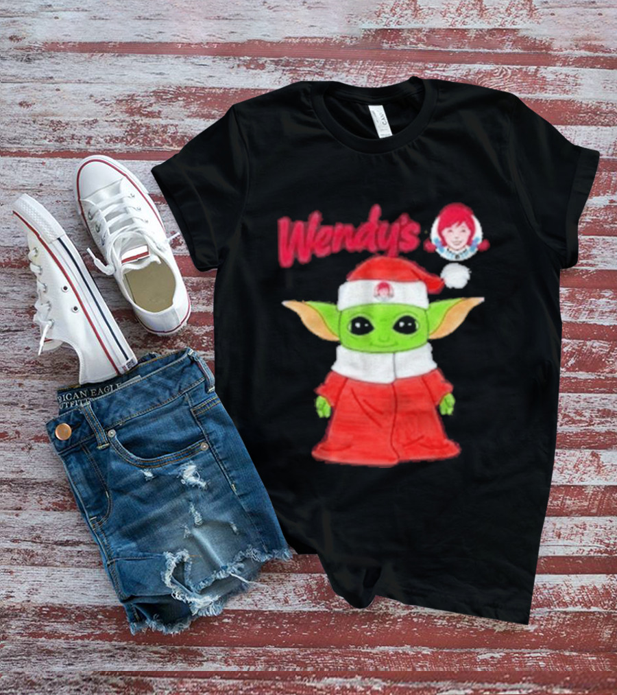 Wendy's Baby Yoda Santa Christmas T-Shirt