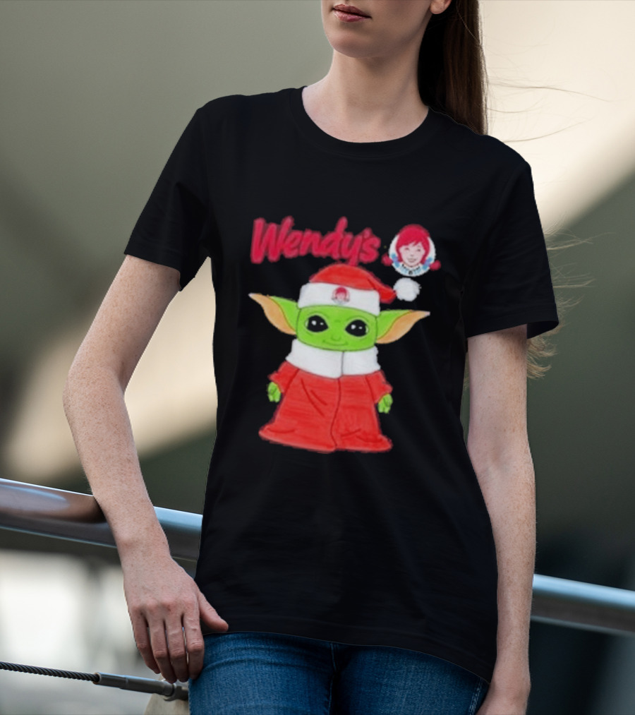 Wendy's Baby Yoda Santa Christmas T-Shirt
