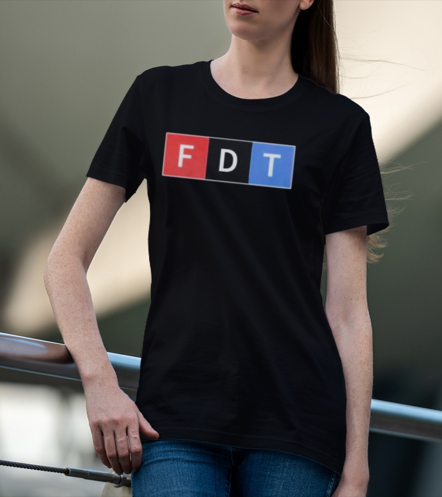 FDT Anti Trump Red Black Blue Block Letters T-Shirt