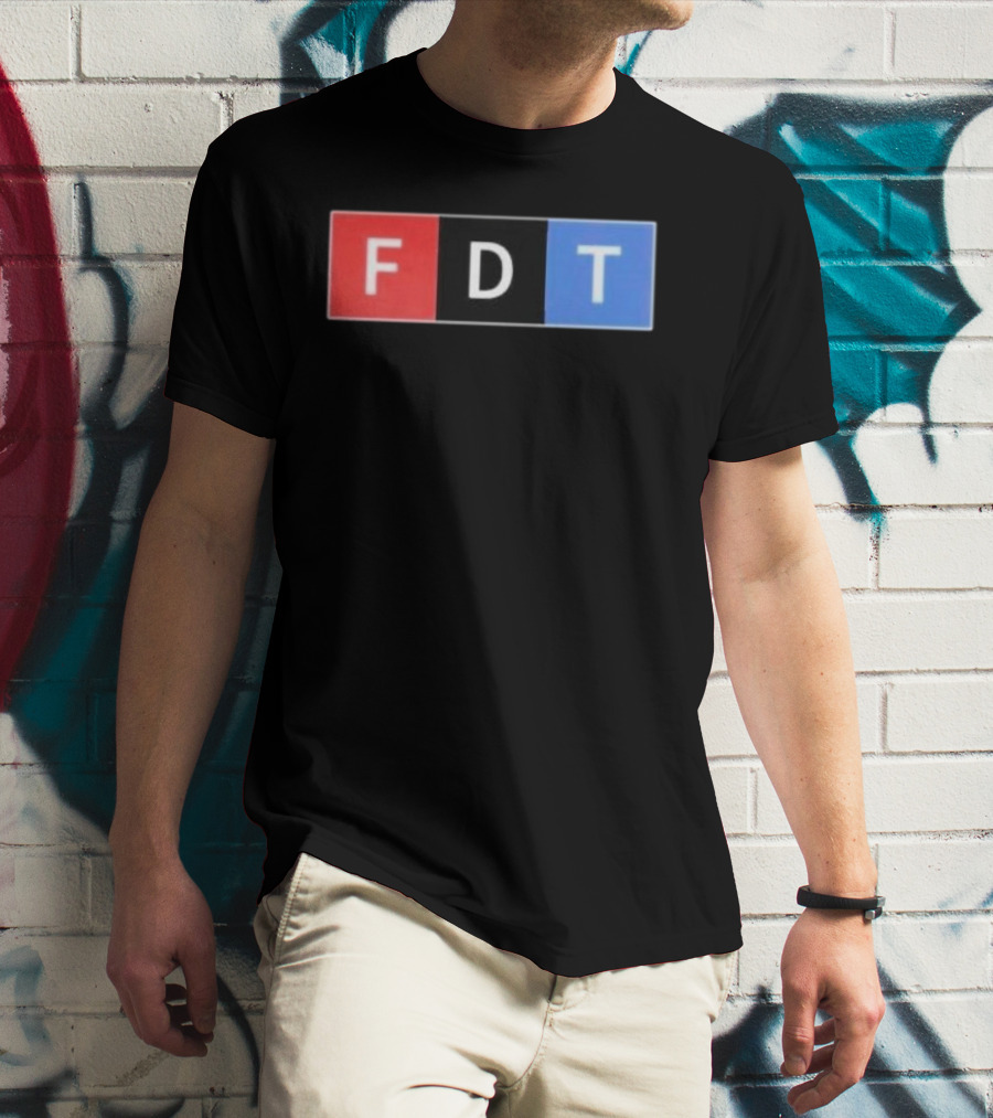 FDT Anti Trump Red Black Blue Block Letters T-Shirt