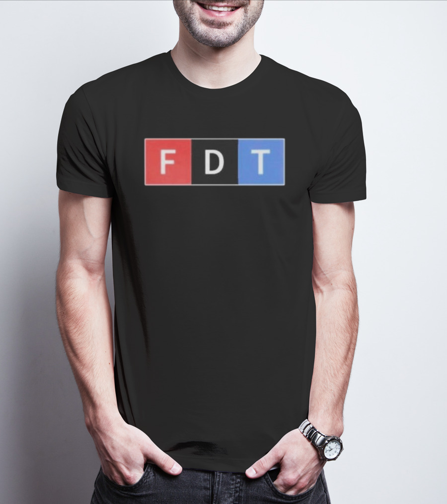 FDT Anti Trump Red Black Blue Block Letters T-Shirt