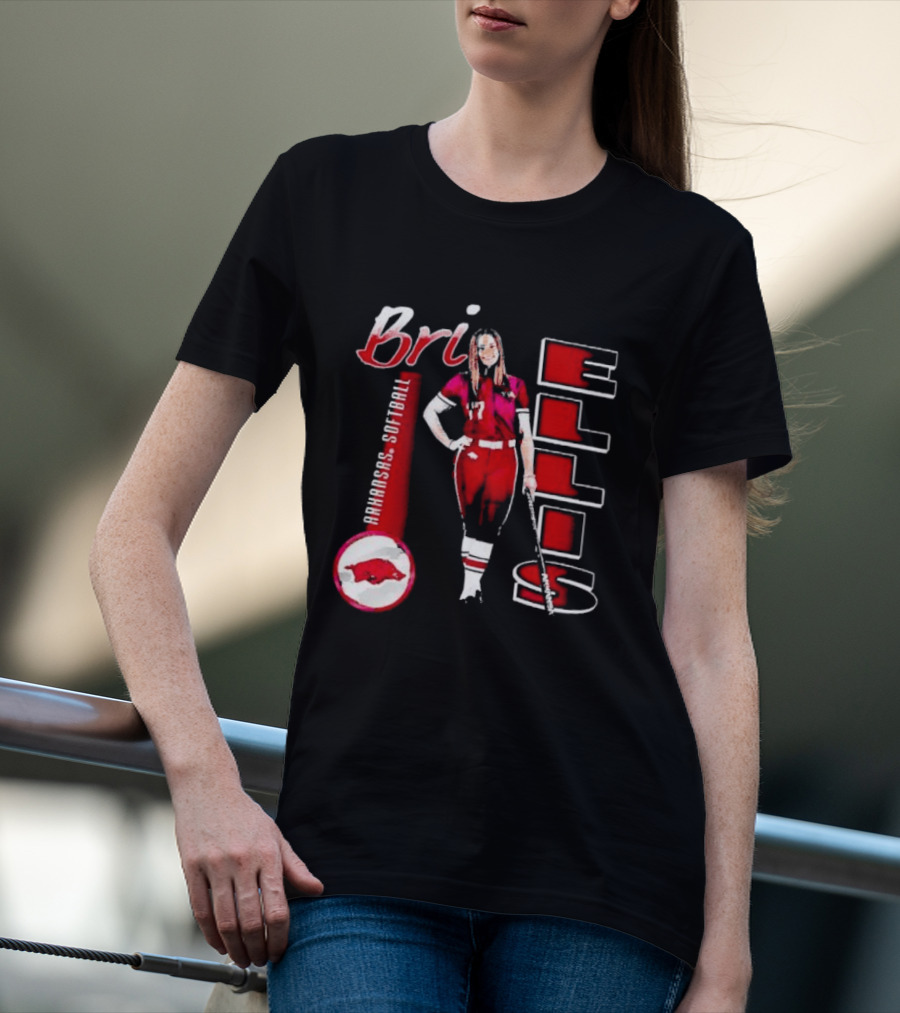 Bri Ellis Arkansas Razorbacks Softball Player Number 77 T-Shirt