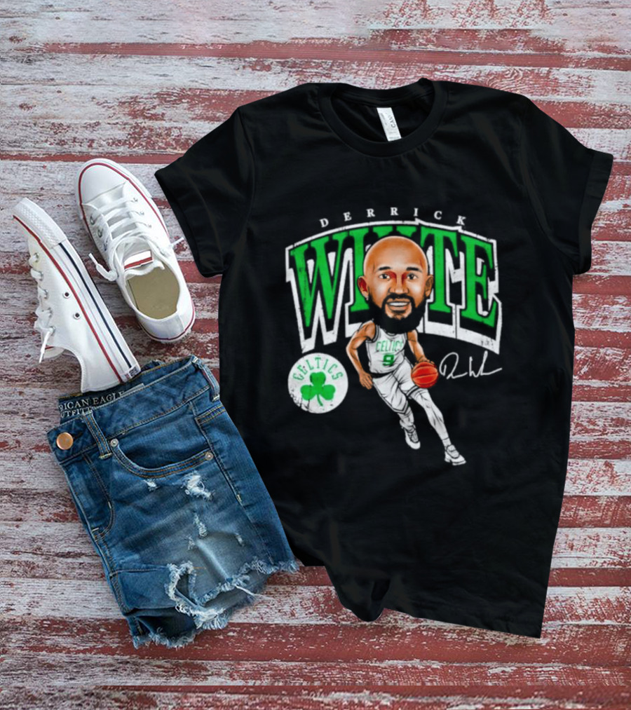 Derrick White Celtics Basketball 9 Signature Cartoon T-Shirt