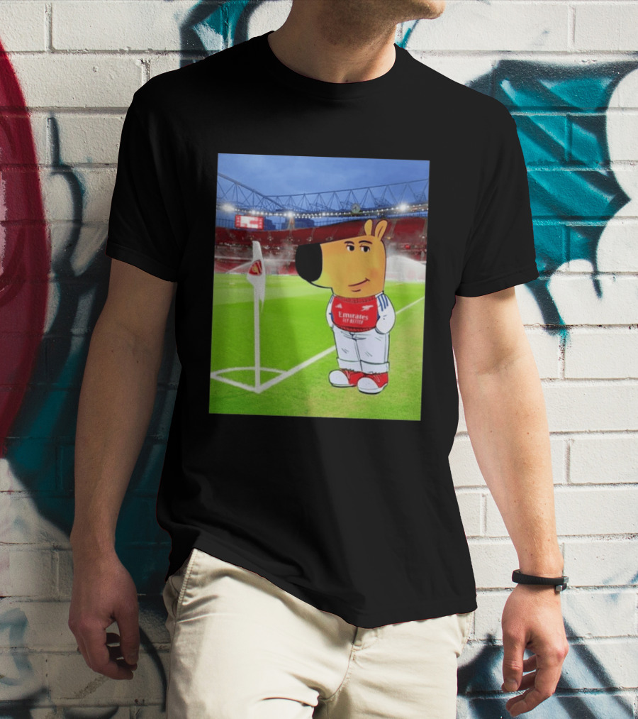 Chill Cartoon Dog In Arsenal Kit At Stadium Awaiting UCL Victory T-Shirt